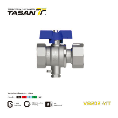 صمام كروي نحاسي TSP VB202 41T مع صمولة دوارة ومقبض من الألومنيوم على شكل فراشة PN 20Bar