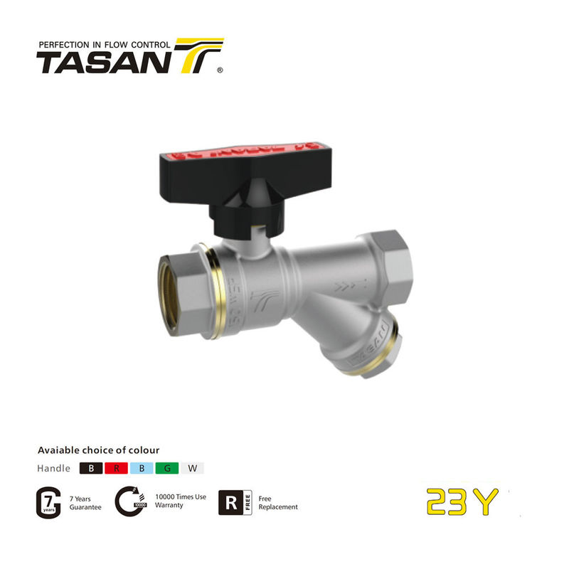 الفتحات 2 صمام كروي نحاسي مع مرشح 16 بار 232Psi أنثى X أنثى 23Y